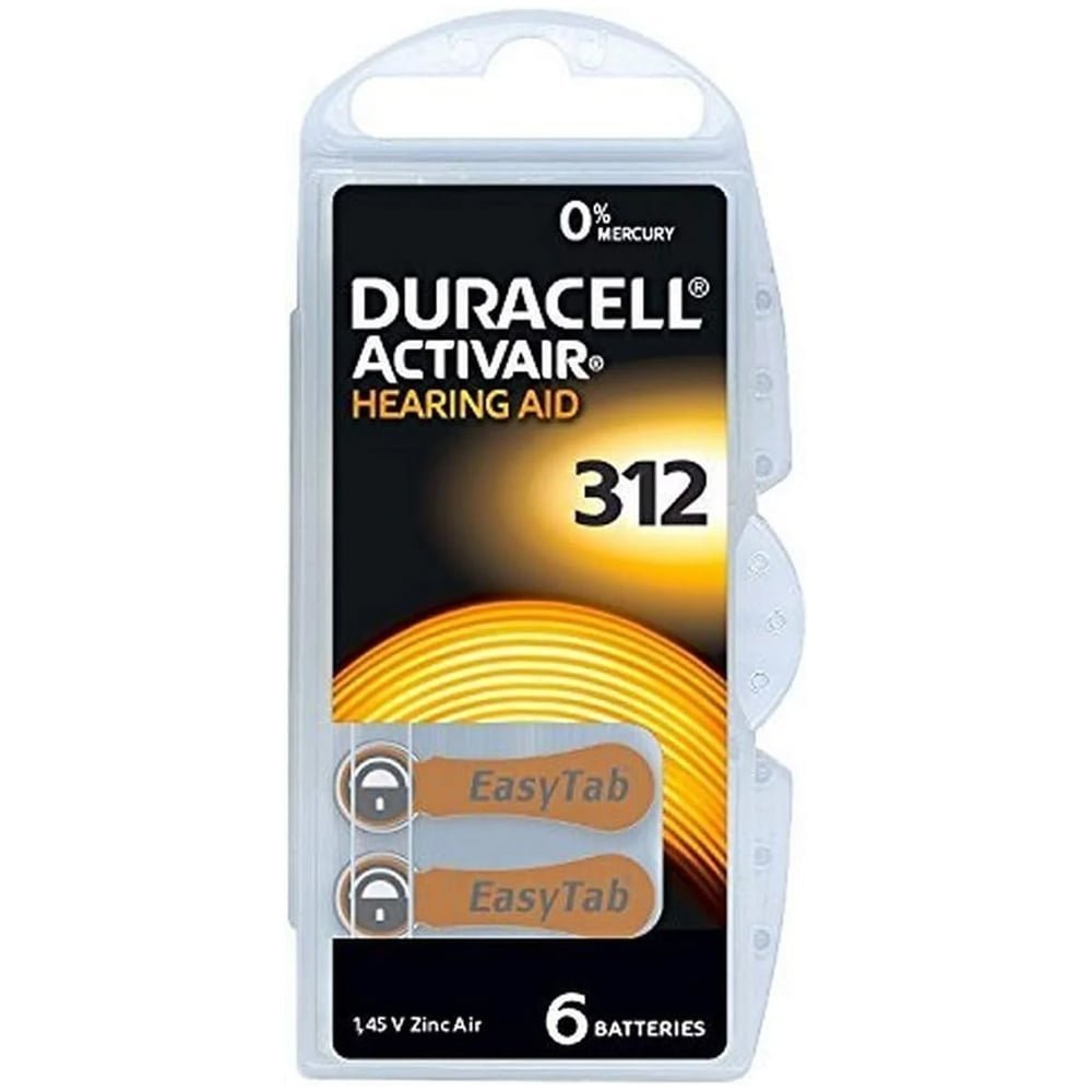 Duracell Activair 312 Hearing Aid Batteries – Pack of 60 Long-Lasting Zinc-Air Cells
